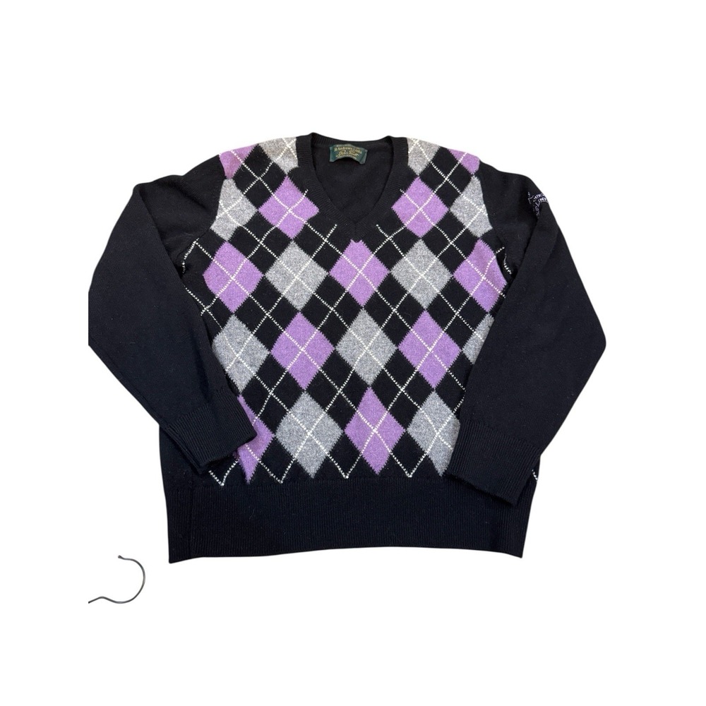 Peter Scott Sweater Pure New Wool Scotland Old Course St. Andrew's Argyle V Neck